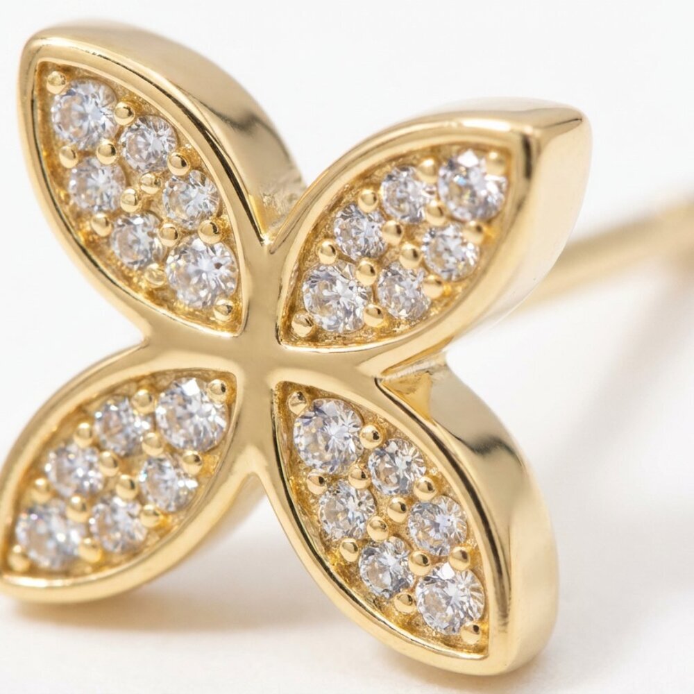 Gorjana Gold Floral Stud Earring -Flower Single Stud New On Card - Picture 6 of 7